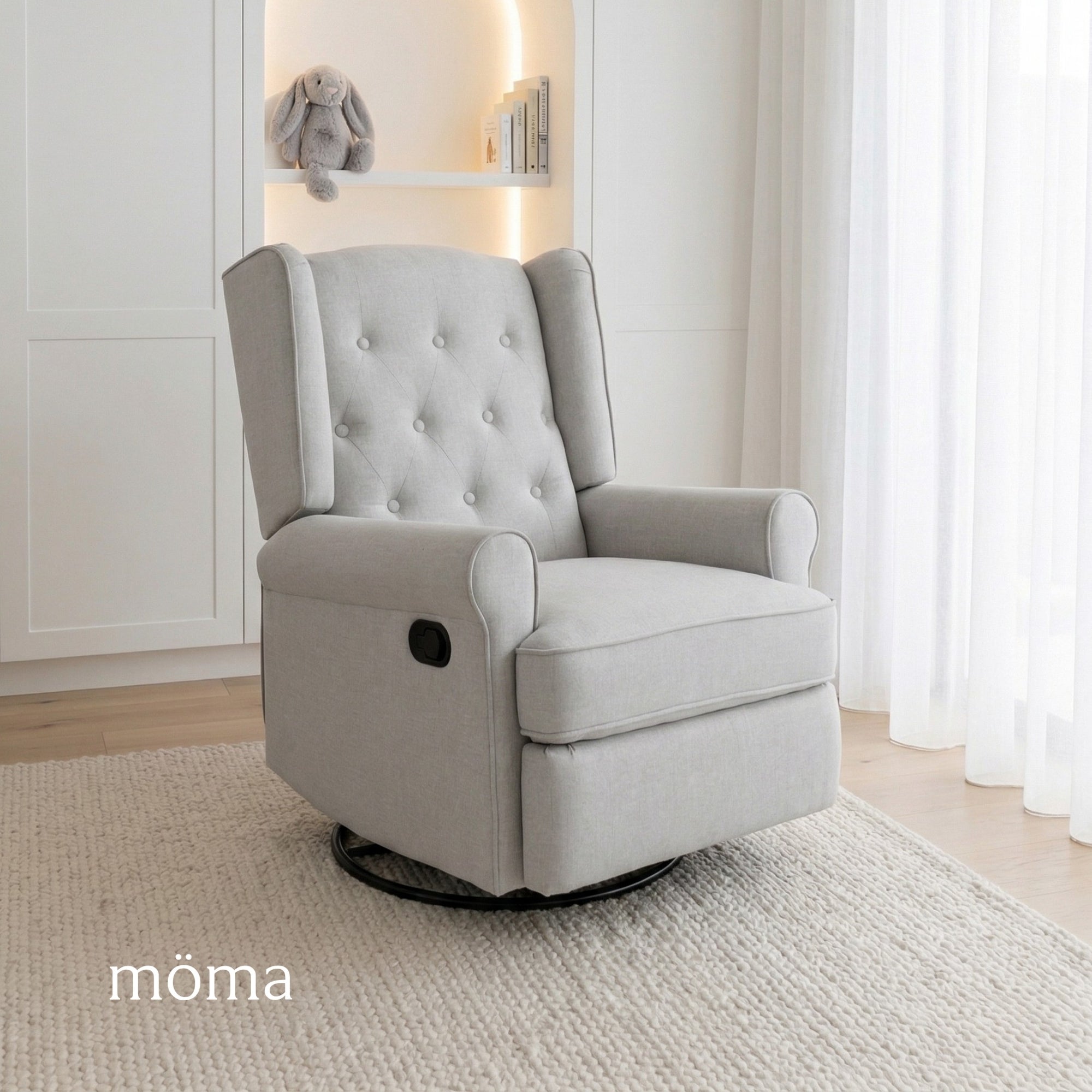 Sillón Reclinable Giratorio Con Mecedora Bloom Gris