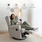 Sillón Reclinable Giratorio Con Mecedora Bloom Gris