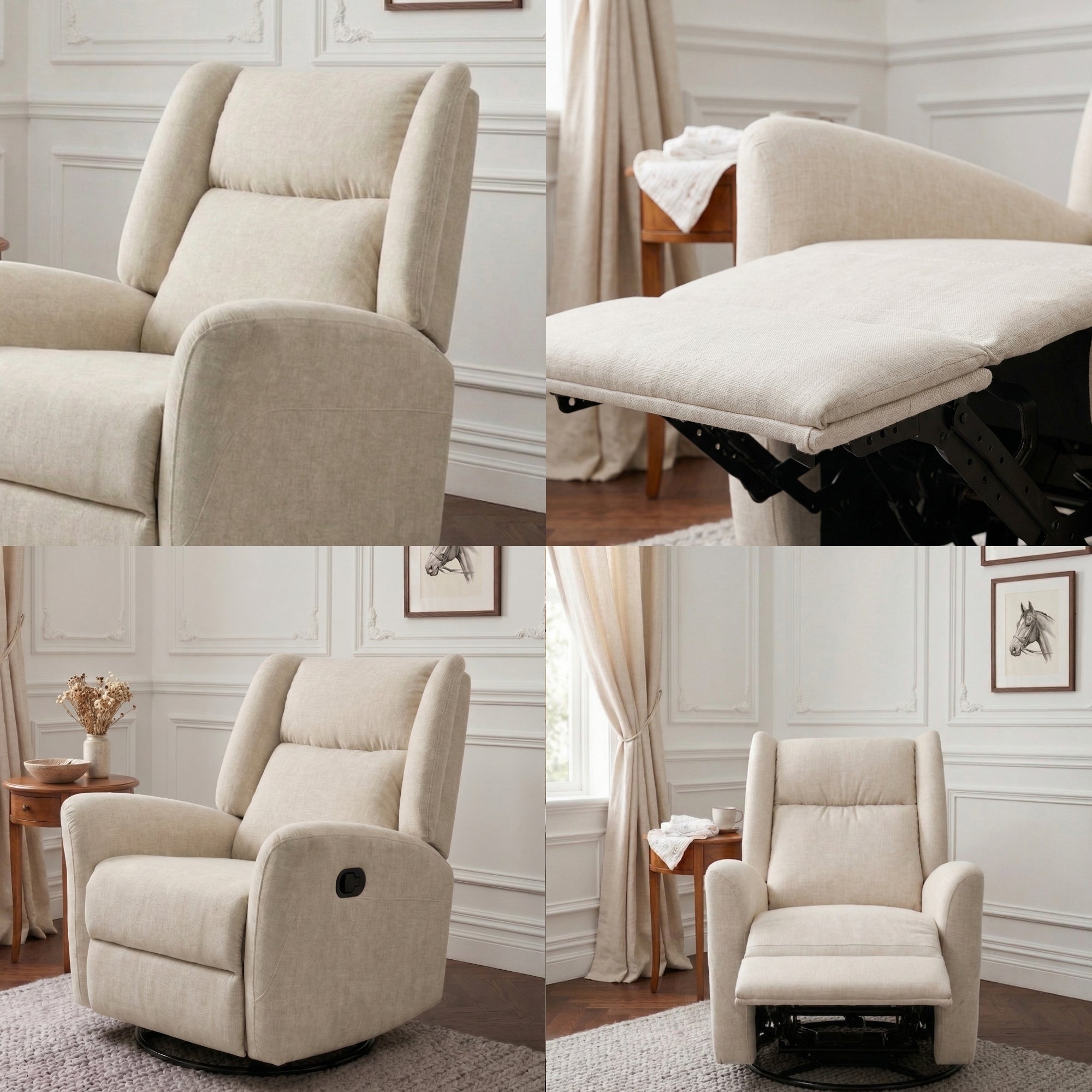 Sillón Reclinable Giratorio Con Mecedora Mila