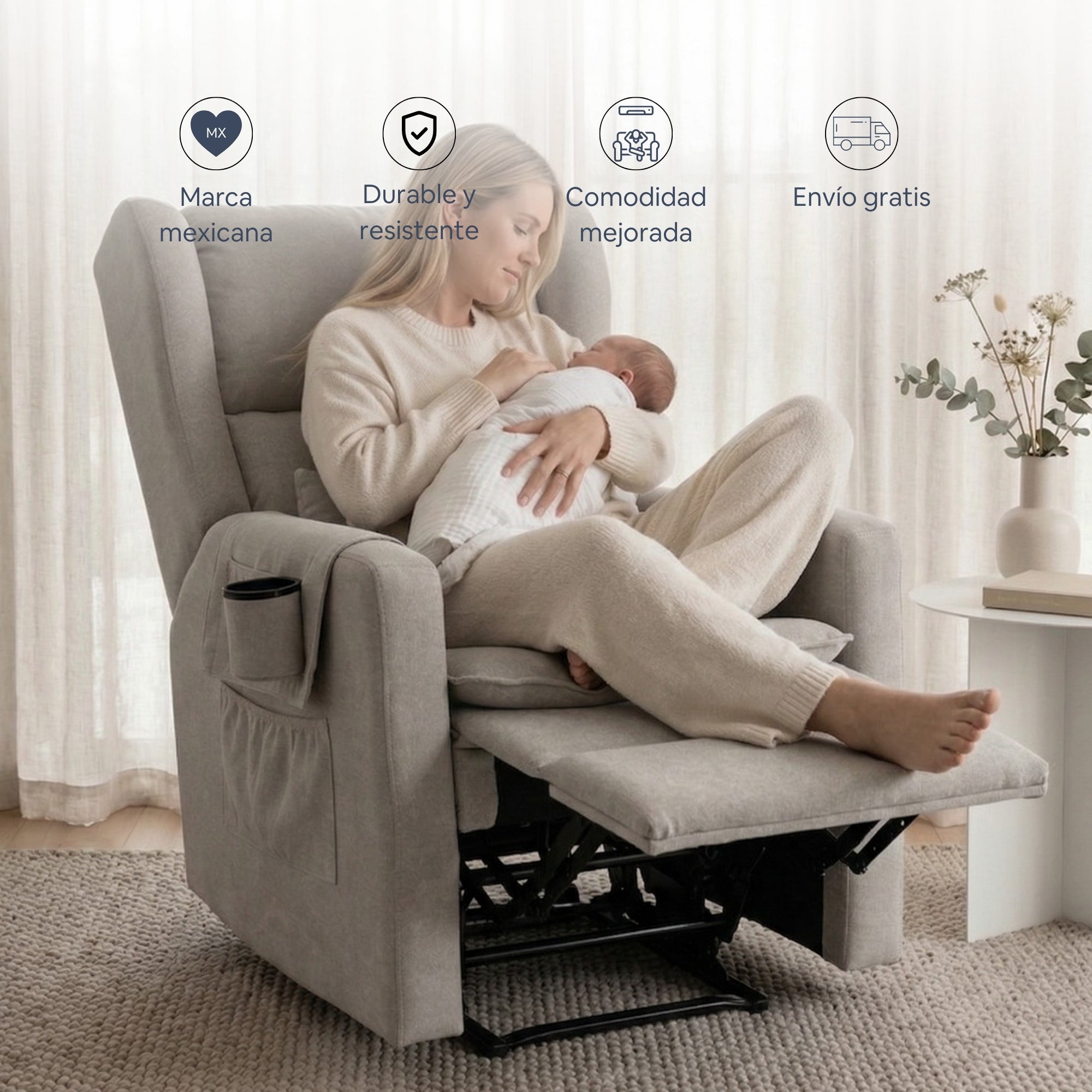 Sillón Reclinable Giratorio Con Mecedora Nido