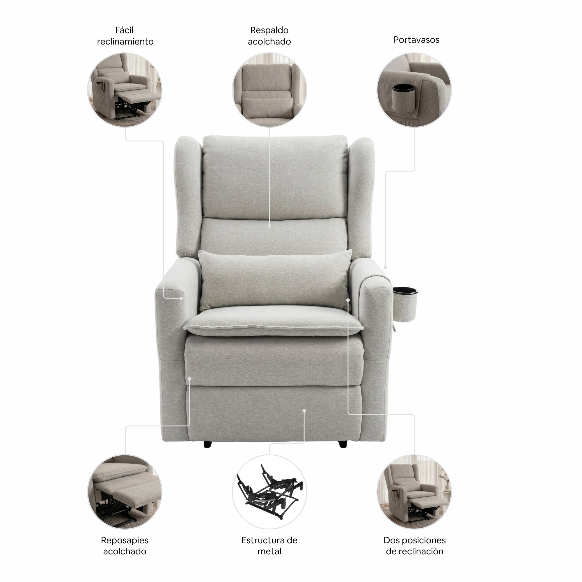 Sillón Reclinable Giratorio Con Mecedora Nido
